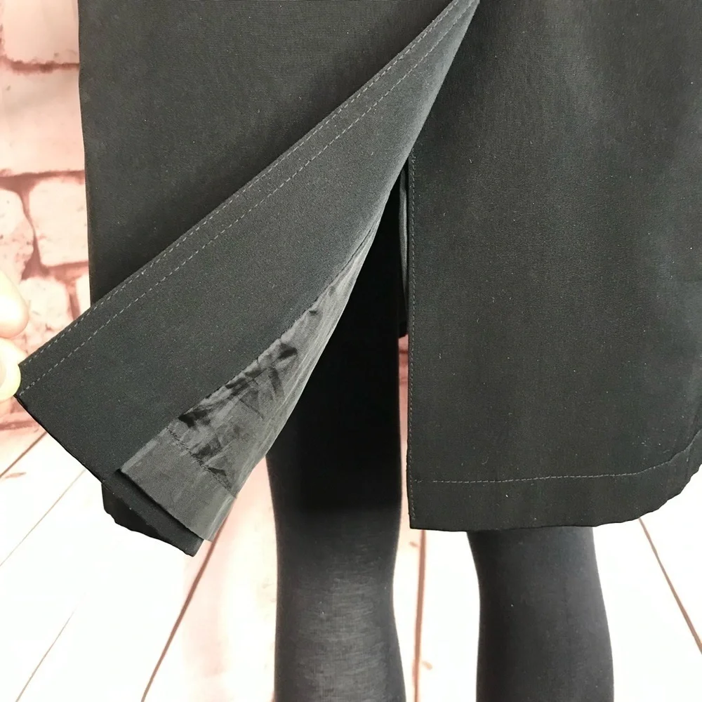 GALLERY Black & Taupe Trench Coat Raincoat detach Hood Size Medium 37” Length - Picture 4 of 16